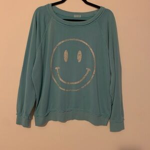 Women's Blue Smiley Face Sweater